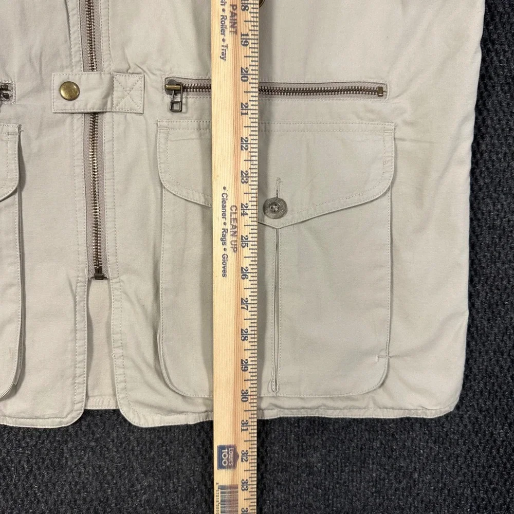 Vintage Eddie Bauer Utility Fishing Vest Mens L Beige Mesh Lined Safari Photo